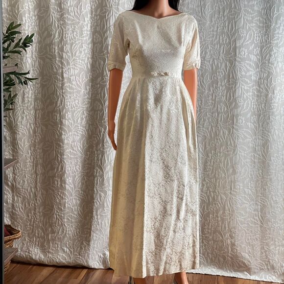 Vintage 50s 60s Lorrie Deb Candlelight Cream Crinoline Wedding Dress Size 9 (XS) - Picture 2 of 8